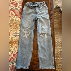 Hollister Light Blue Distressed women’s Dad jeans
